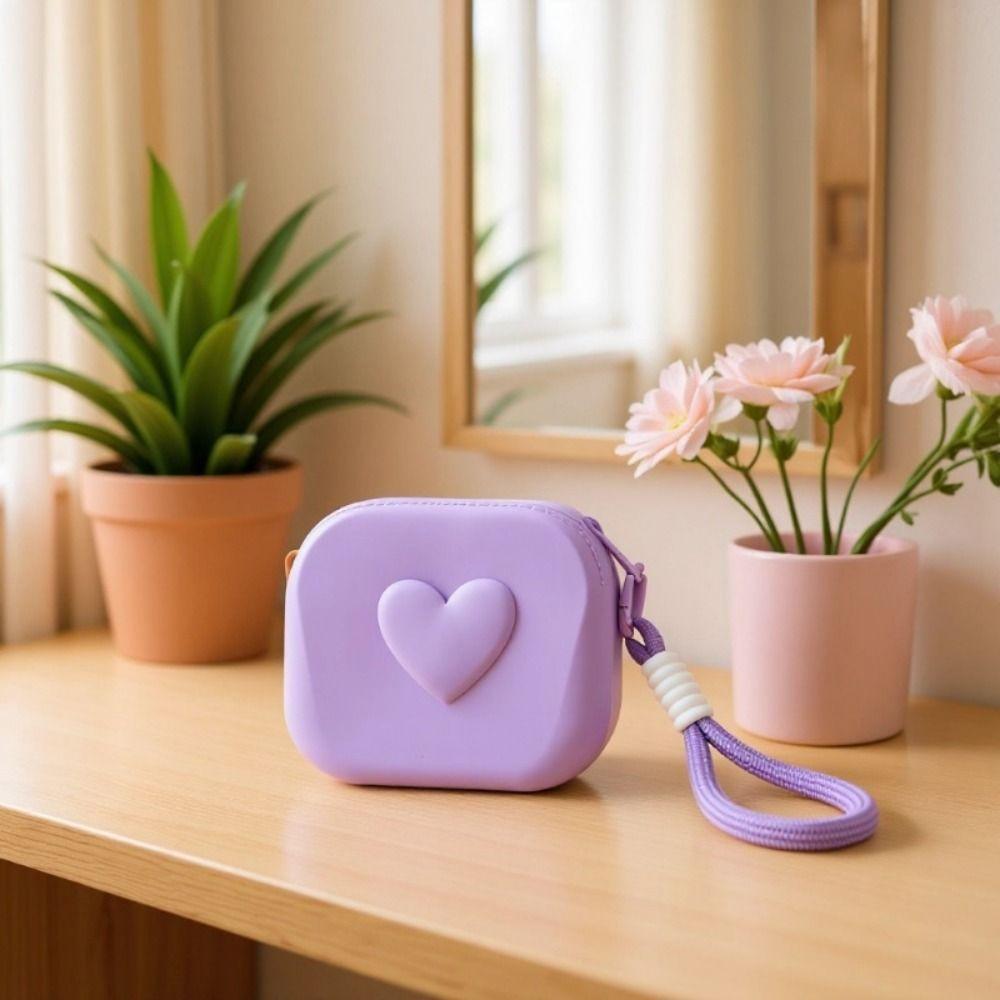 Silicone Square StorageBag Portable Earphone Organizer Card Holder Coin Purse Daily Use