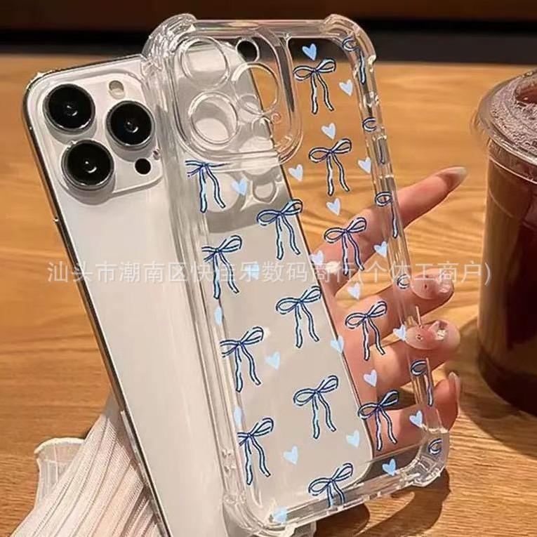 Cute bow mobile phone case for Apple iPhone11/12/13/14 promax four corners anti-drop 15/16