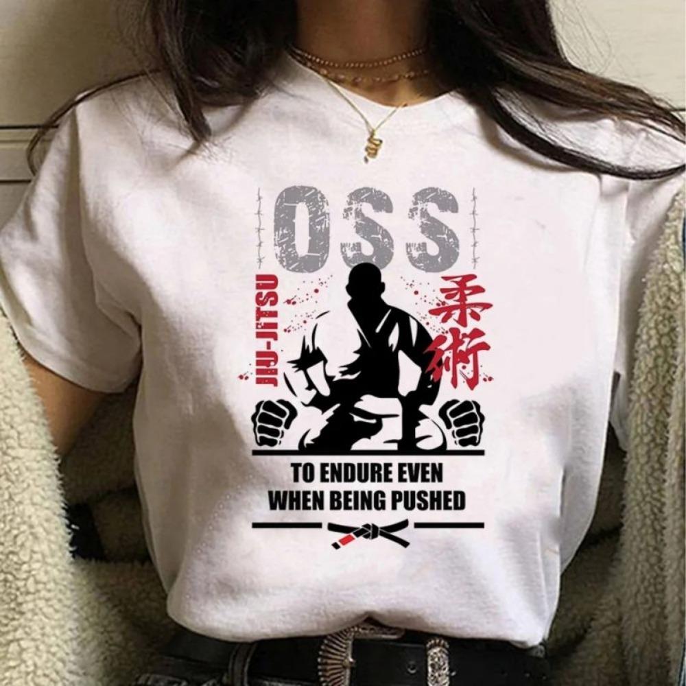 Bjj Jiu Jitsu Print T-Shirt Crew Neck Short Sleeve T-Shirts Casual Tops Women's Loose Sleeved Fashion Trendy Clothing Summer