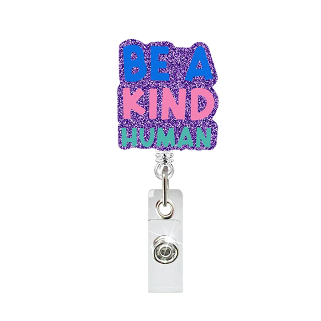 New Glitter Acrylic Nurse Badge Reel Retractable Id Badge Holder With 360 Rotating Alligator Clip Name Holder Medicine Supplies