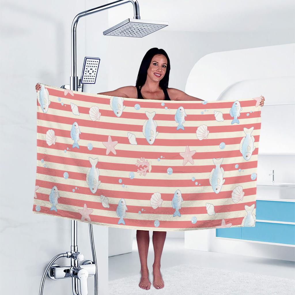 1pc marine Print towel Sports Quick-Drying Super Absorbent Camping Towel Super Soft Lightweight Gym Swimming Yoga Beach Towel