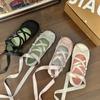 Mode Frühling Überkreuzriemen Damen Ballerinas Mode Elegant Runde Zehenschuhe Damen Komfort Streetstyle Weiche Sohle Ballerinas Schuhe