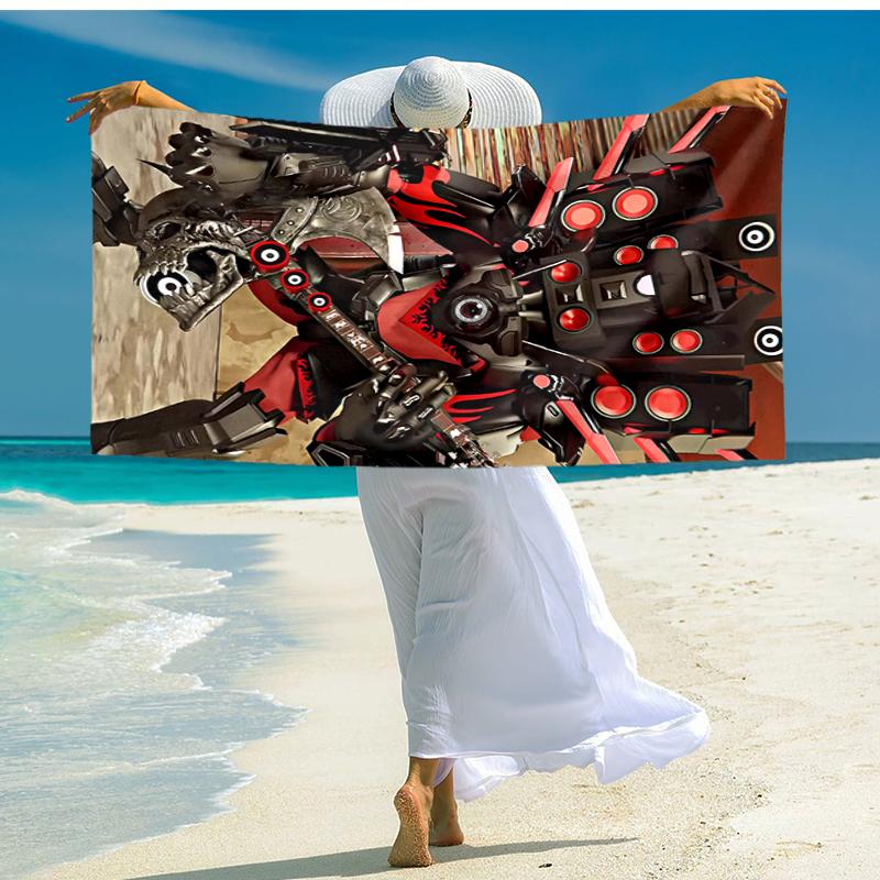 1pc Skibidi Toilet Multiverse1 Beach Towel, Comfortable and Thick, and Swimming/Bath/Picnic/Camping Towel, Suitable for Seaside Beaches