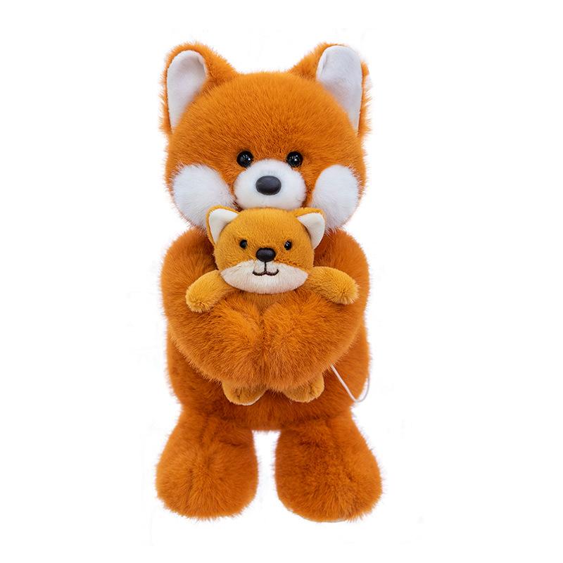 New Mother and Son Fox Plush Toy Girl Birthday Gift Pink Rabbit Sleeping Pillow Duck Ornament Puppy Doll
