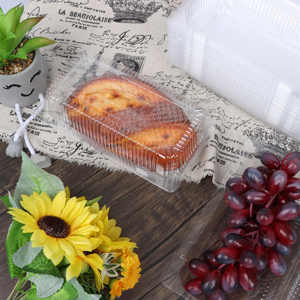 Clear Plastic Square Hinged Food Container, 5" Length X 9" Width X 3" Depth, 10P
