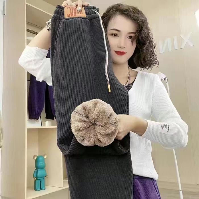 

Женские зимние утолщенные вельветовые шаровары с европейским хлопковым бархатом 3XL