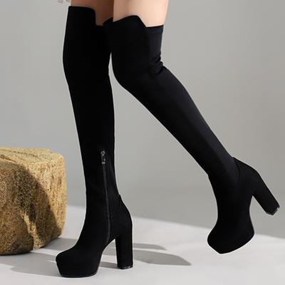 Slim Suede Thigh High Boots Women Platform Thick High Heels Over the Knee Boots Female New Autumn Winter Stretch Shoes Ladies