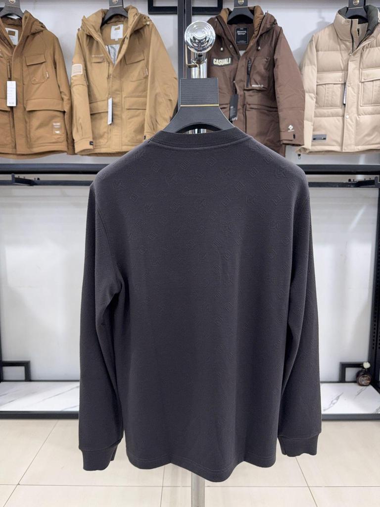 Dou Jia Minimalist Men's Round Neck Knit Sweater - Dark Gray, Warm, Versatile, Long Sleeve, Tagged 0120