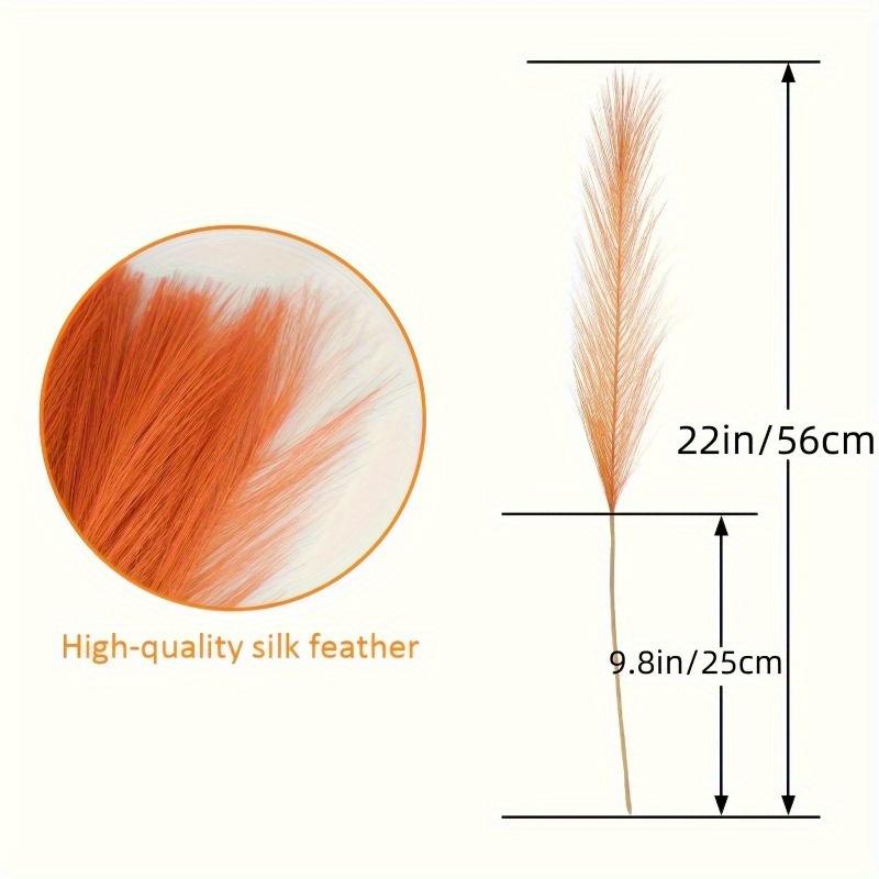 20pcs Vivid Orange Imitation Pampas Grass Set - 22 Inches High for Bohemian Home and Wedding Decor, No Vase Included
