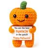 Poupée Citrouille de Soutien Émotionnel au Crochet Drôle avec Carte Ornement de Bureau Poupées Citrouilles Tricotées à la Main Cadeau d'Halloween Décoration de Maison