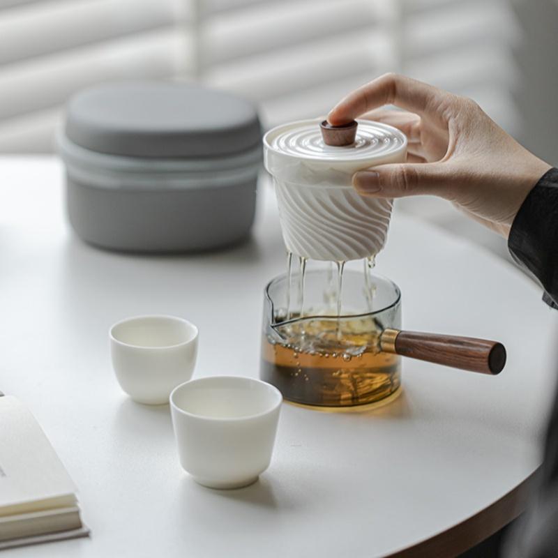 Portable High End White Porcelain Chinese Kung Fu Travel Tea Set Teaware Teapot For Tea Teapot Tea Cup Set Tea Maker Infuser