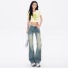American Spice Girl Low Waist Ripped Jeans Women's Spring and Autumn New Slim and Skinny Horseshoe Flared Pants