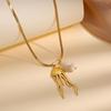 Stylish Jellyfish Pendant Titanium Necklace – Light Luxury Ocean-Inspired Clavicle Chain