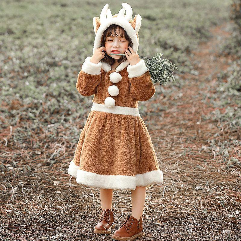 Colorful Christmas Cosplay Animal Costume Christmas Reindeer Dress Role-Playing Coral Fleece Home Performance Outfit