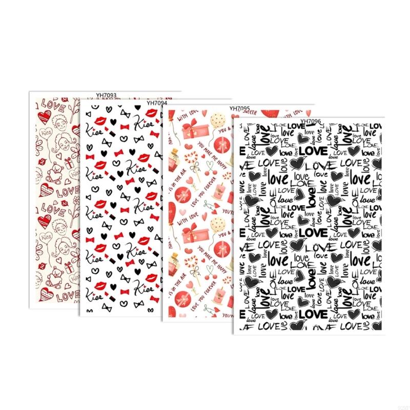 92MF 4Pcs Clay Earring Transfer Paper Valentine Love Heart Transfer Paper Jewelry Making Supply Water Soluble Transfer Paper