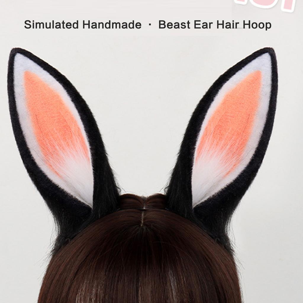 Rabbits Costume Accessories Plush Ear Hairband Tail Halloween Costume Accessories Set for Kid Girl Halloween Cosplay