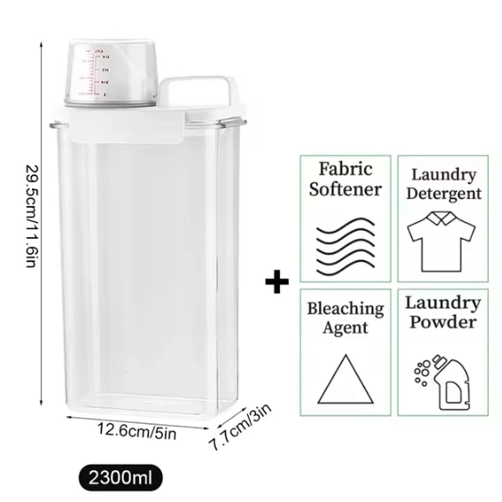 2300Ml Airtight Laundry Detergent Powder Storage Box Container with Lids Grain Storage Jar Bleach Storage Container with Labels