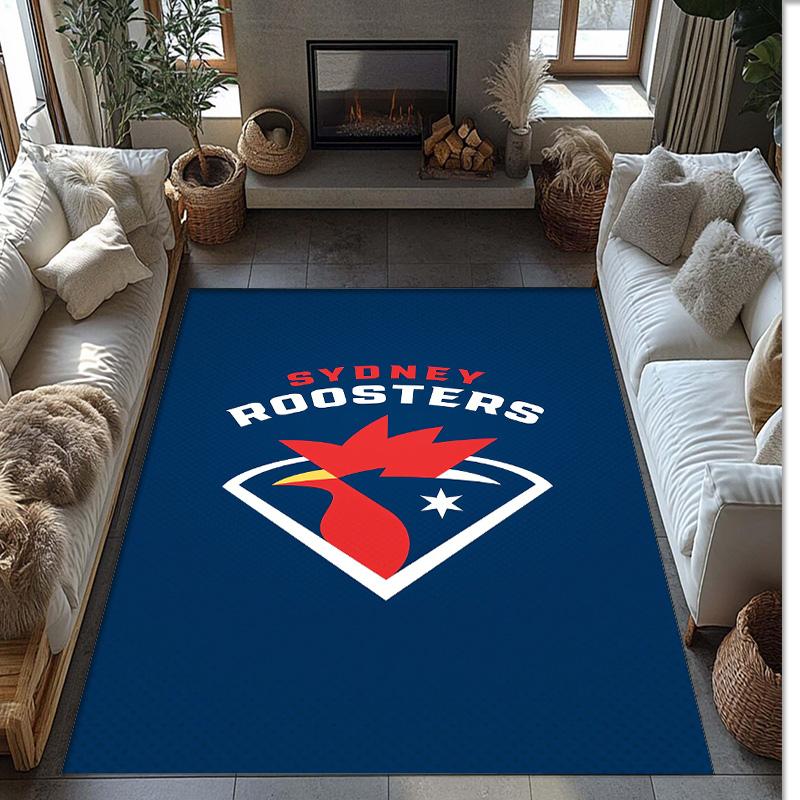 Sydney Roosters Kristall-Samt-Teppich Weich Anti?Rutschfeste Fußmatte Bequemer Wohnzimmer Schlafzimmer Dekor Teppich