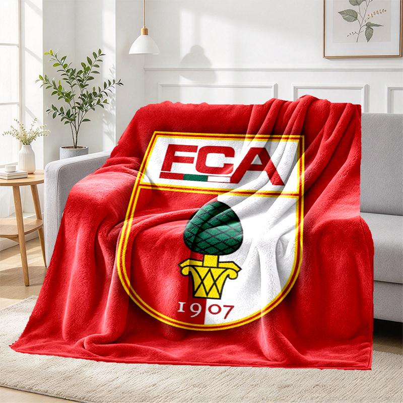FC Augsburg Pattern Blanket for Home Decoration, Bed, Sofa, Car Travel, Camping, Suitable for All Seasons, Birthday Christmas Gift