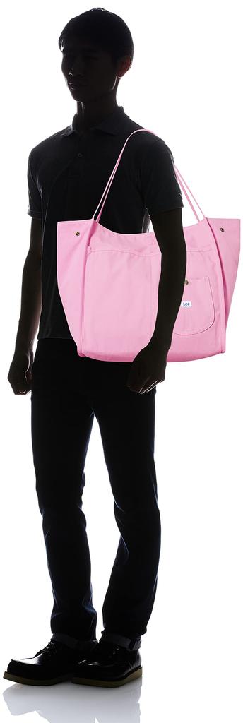 Lee Tote Bag with Overall Pocket, CanvasPolyester, Reversible, Size M, Size 41, PinkCamel
