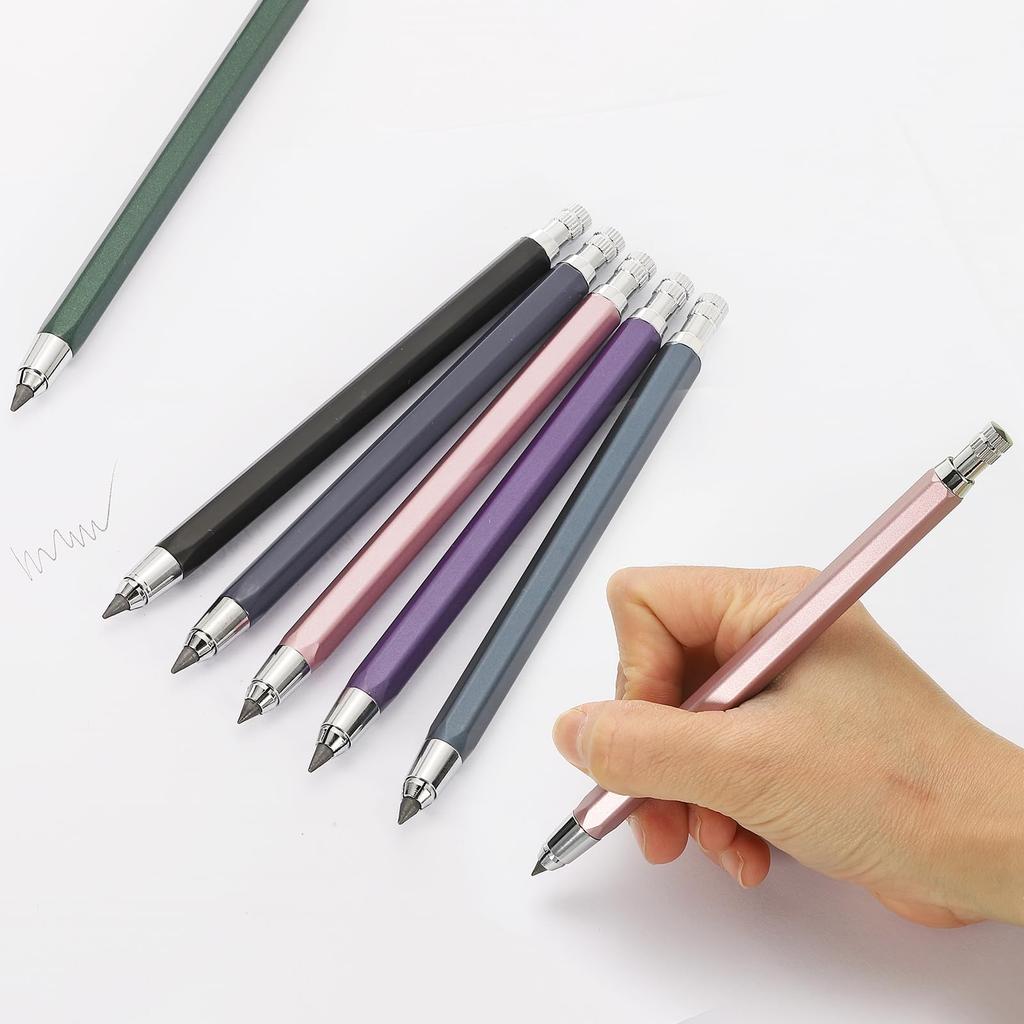 PATIKIL 4.0mm Mechanical Pencil Lead Holder, Large Automatic Holder with 20 2B Pencil Leads, for Drawing, Art, and Woodworking, Purple