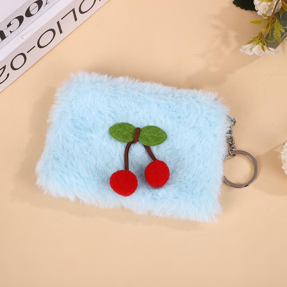 

Детская сумочка для монет и помады с вишенками: Милое, Портативное Хранилище для Монет, Наушников и Ключей светло-синий