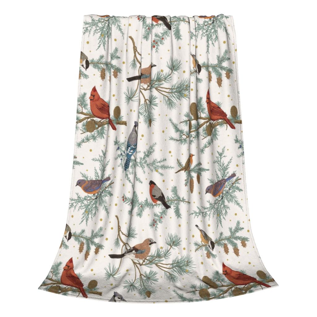 Pătură Vintage cu Păsări Cardinal Roșu Cadou Pentru Bărbați Femei Super Moale Confortabilă Tit Mierlă Albastră Mierlă Roșie Pături Aruncate