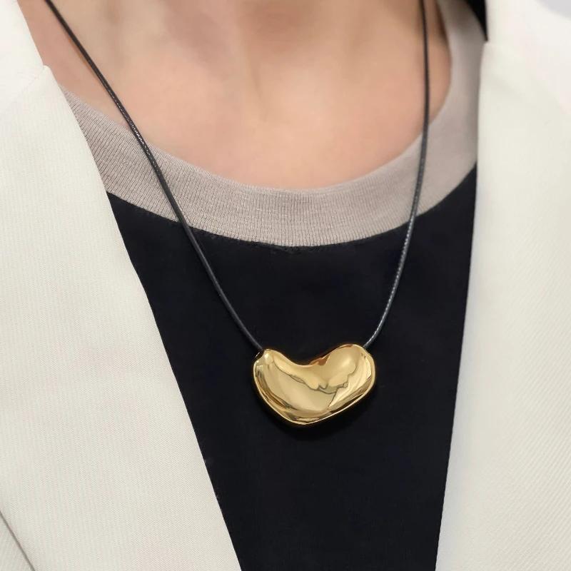 

Модные украшения, красивый дизайн, черный шнур, нерегулярный металлический кулон, ожерелье для женщин, подарки на вечеринку, крутые трендовые аксессуары