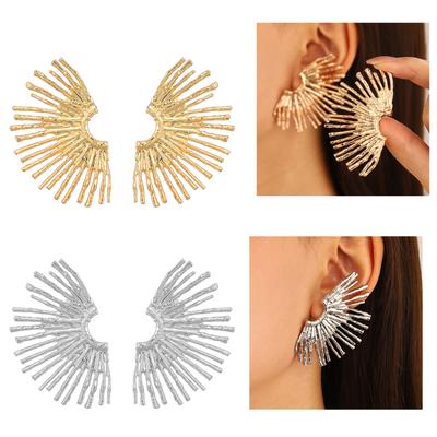 Unique Ear Pins Exaggerated Hollow Earrings Eye Catching Ear Pendant Semicircular Line Earrings Fashionable Accessories