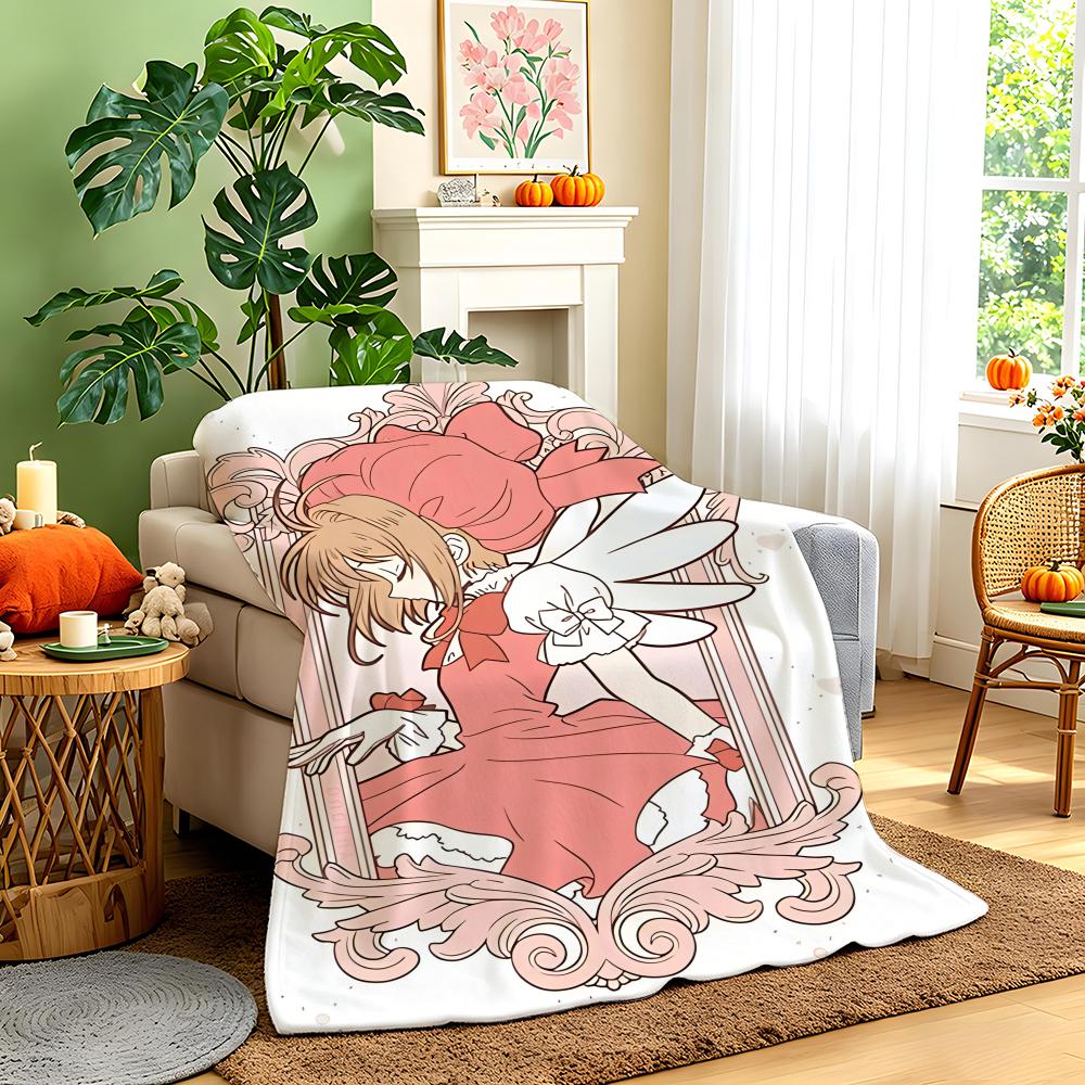 Anime C-Cardcaptor Sakura Throw Flannel Throw Blanket,Bed Home Office Nap Blanket Travel,Camping,Picnic Blanket Soft Decor