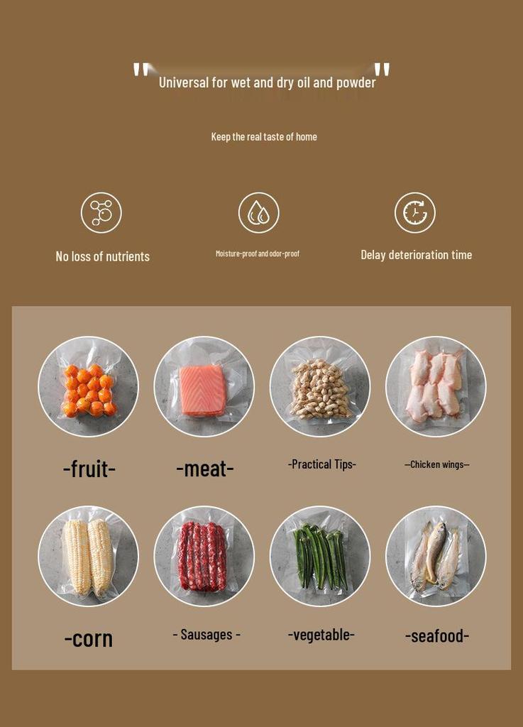 Compact Automatic Vacuum Sealer for Home Food Packaging and Preservation