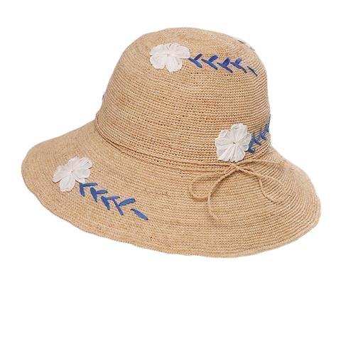 High-end summer hat female raffia fresh hyunya flower embroidery seaside vacation fashion sun hat tide