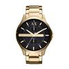 Armani Exchange Herren-Dreizeiger-Datumsanzeige, Edelstahluhr, Gehäusegröße 46mm, Gold, 46MM, Bracelet