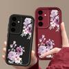 Purple Floral Print TPU Soft Phone Case For Samsung S25 Plus S24 FE S23 Ultra S22 A16 A15 A55 A56 A36 A35 A06 A05 A34 Matte Shockproof Bumper Cover