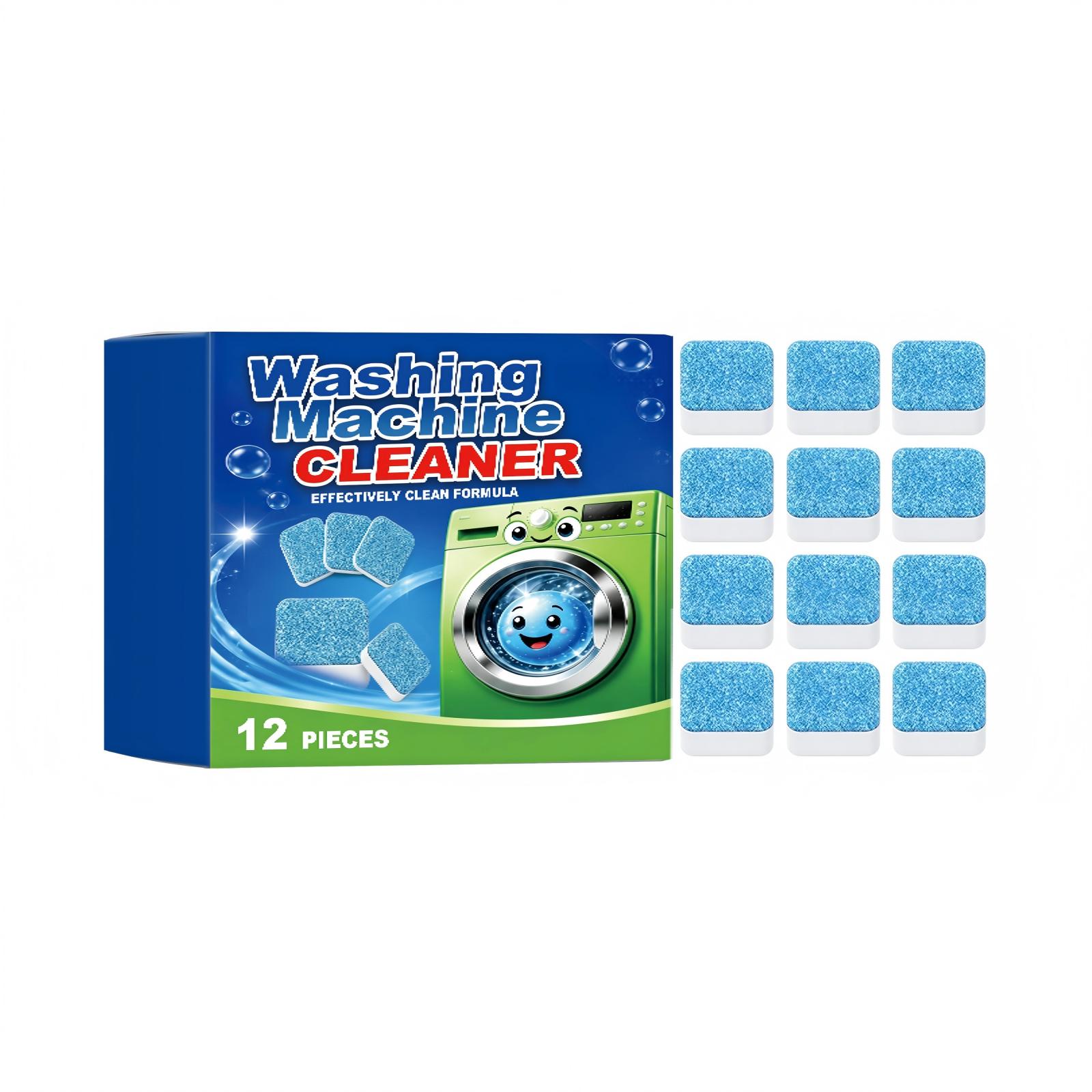

Washing Machine Cleaner Tablets 12 Pieces Effective Cleaning Formula Removes Residue and Odors Safe for All Washing Machines One Size синій