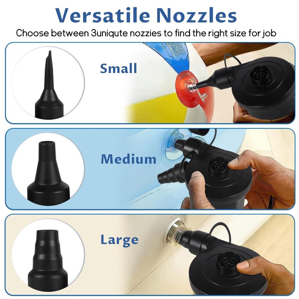 Tragbare Luftpumpe mit 2000mAh Akku USB Wiederaufladbar zum Aufblasen und Ablassen für Poolschwimmer, Luftbett, Vakuumaufbewahrungsbeutel