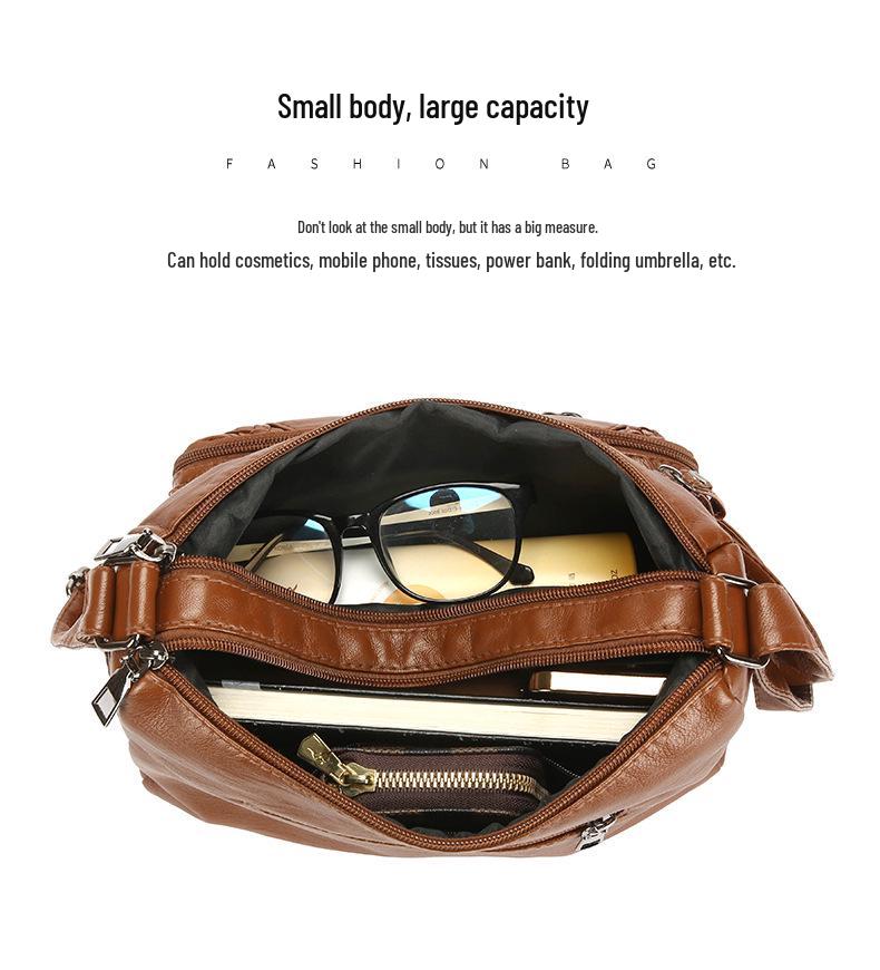 Borsa a Tracolla Grande Capacità in Morbida Pelle da Donna 2025 - Multitasche, Pratica, Borsa a Spalla Casual per Madri di Mezza Età