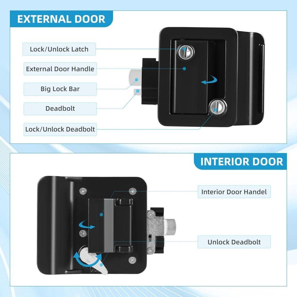 2 Keys RV Door Lock Wear-resistant Entry Door Lock Lightweight Camper Lock Replacement Kit Trailer