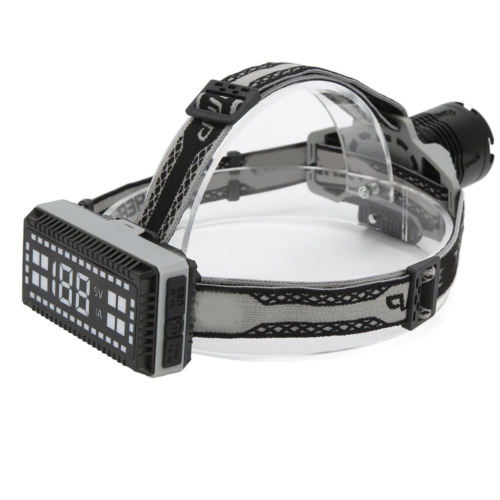 Headlamp XHP70 Headband Flashlight USB Charging Hard Light with Headband Digital Display Zooming