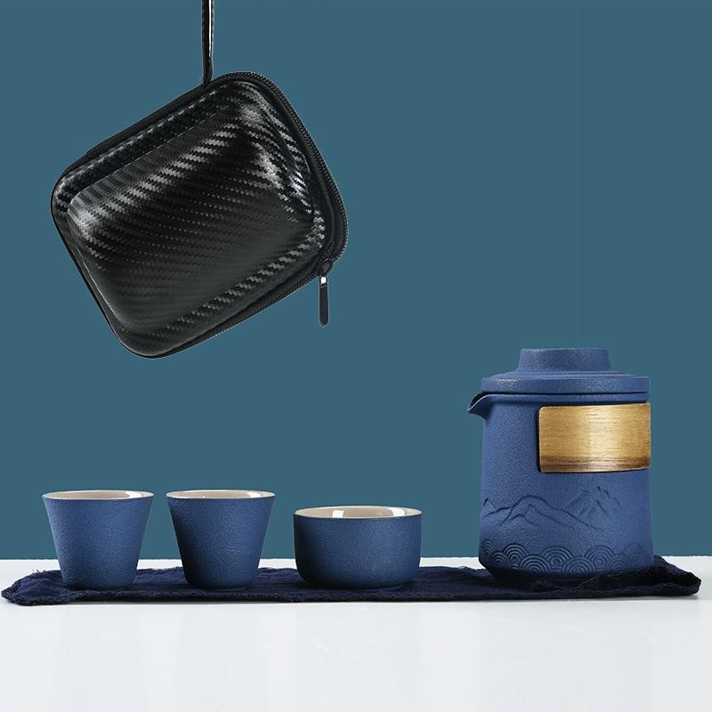 

Portable Ceramic Quick Tea Set with One Pot and Three Cups Kung Fu Tea Set Style A