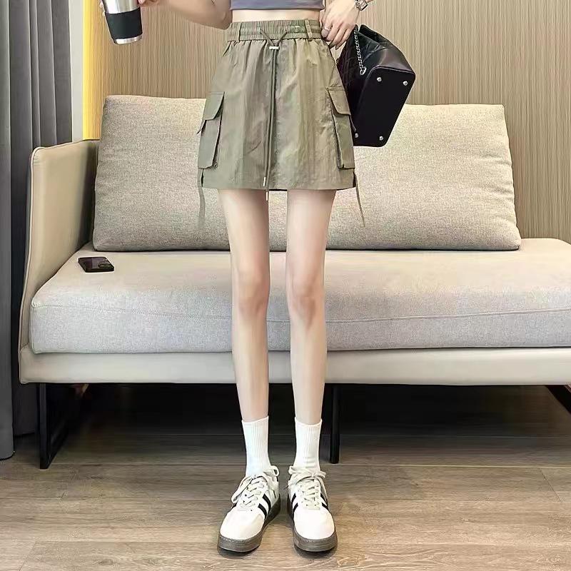 

Women s 2025 Quick-Dry High-Waist A-Line Culottes Skirt - Lightweight, Anti-Exposure, Loose Fit 5XL зеленые хаки