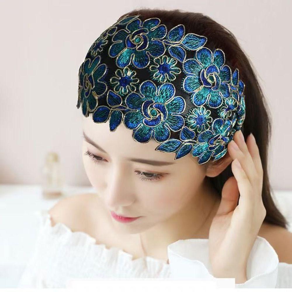 Floral Pattern Lace Headband Wide Headband Lace Mesh Hair Band New Hair Hoop Daily Wear