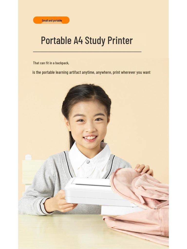 Portable A4 Bluetooth Thermal Printer for Home, Office & Study - Wireless Remote Printing