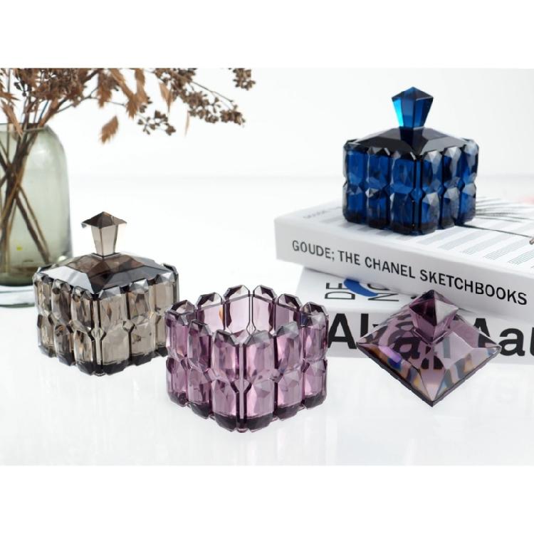 Anniversary Drill Cube Jar Storage Box Resin Mold Trinket Holder Silicone Mold