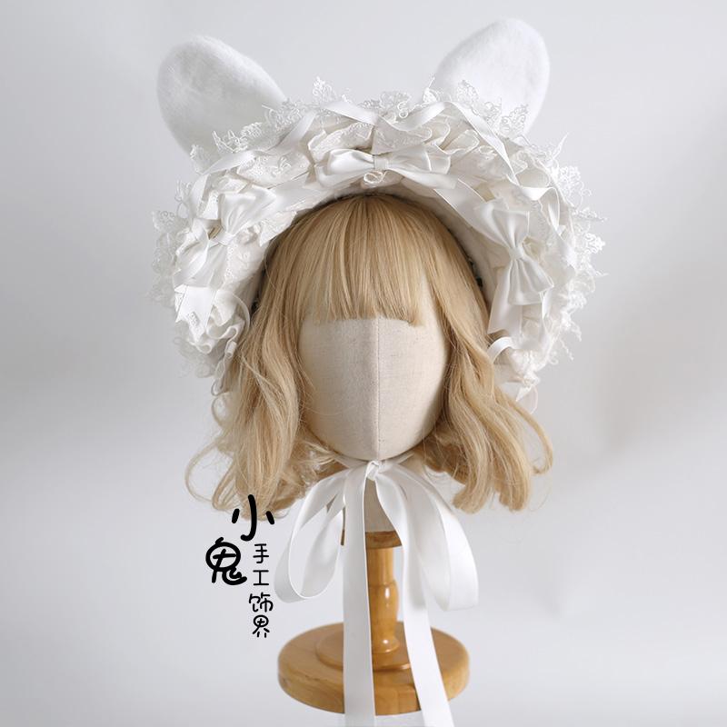 Original Rabbit Ears Cute Lolita Ponet Rabbit Ears Doll Headband Lace Bow Bunny Bnt Multi-color Hair Accessories for Women