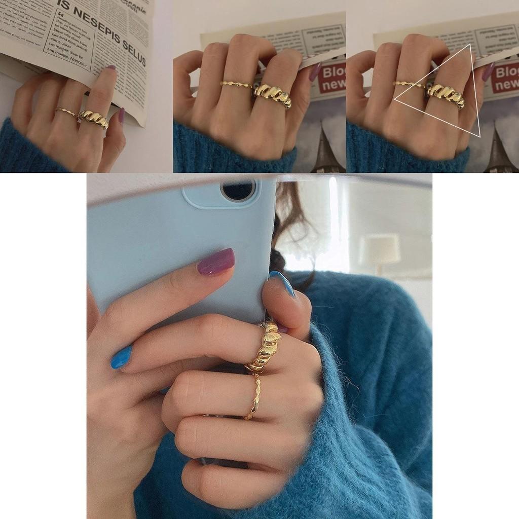 Korean Elegant Style Open Adjustable Metal Horn Ring For Women With Unique Design Geometry