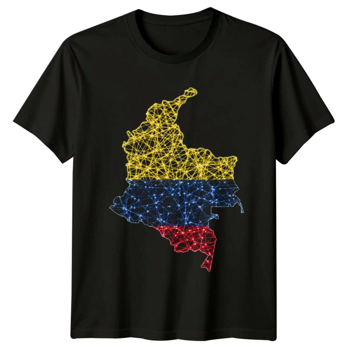 Colombia Map Flag Graphic T-Shirt S