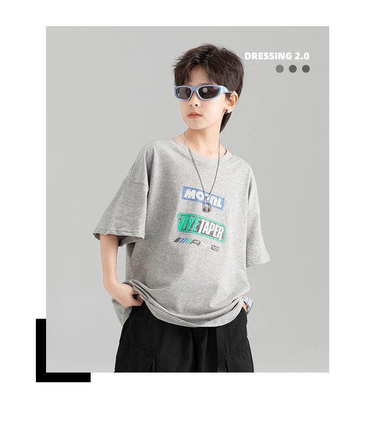 Boys' Trendy Korean Style Cartoon T-Shirt - Casual Loose Fit, Short Sleeve Summer Top