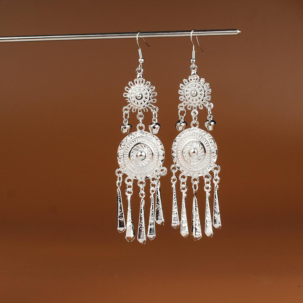 Turquoise Earrings Bohemian Drop Ear Earrings with Tassels, Geometric Alloy, Retro Style, Boastful Ear Accessories