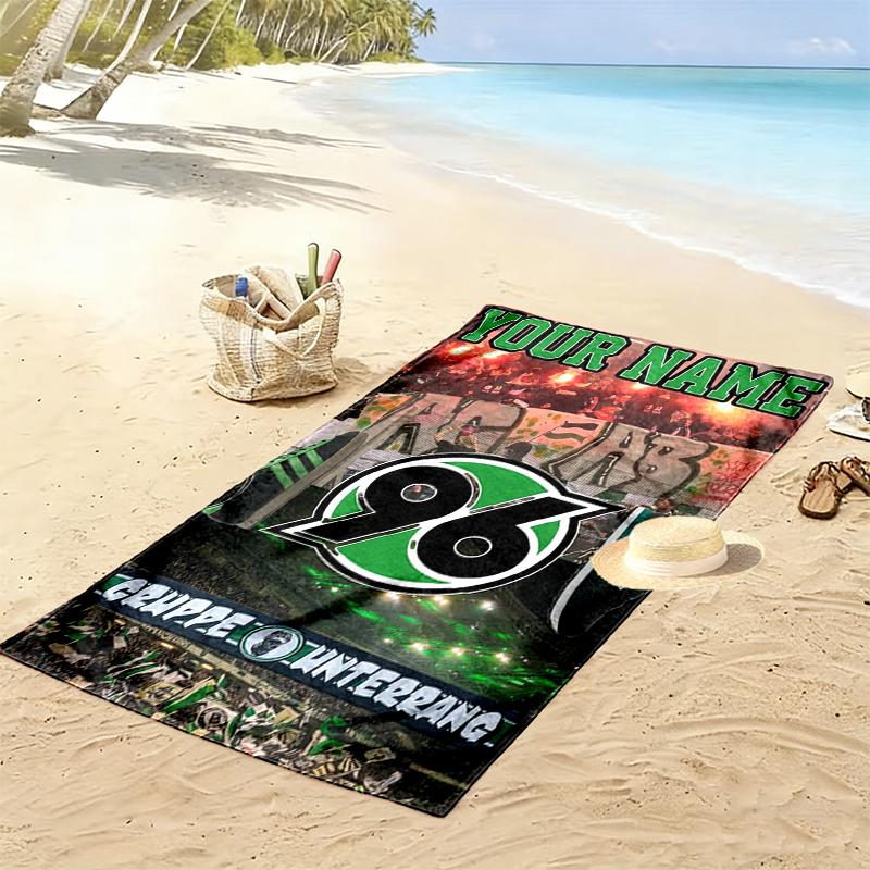 Custom Name Hannover 96 Print Beach Towel, Large Soft Quick Dry Towel for Beach Camping Swimming